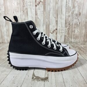 Converse Run Star Hike High Top Black White Gum Platform Sneakers  Womens 7.5